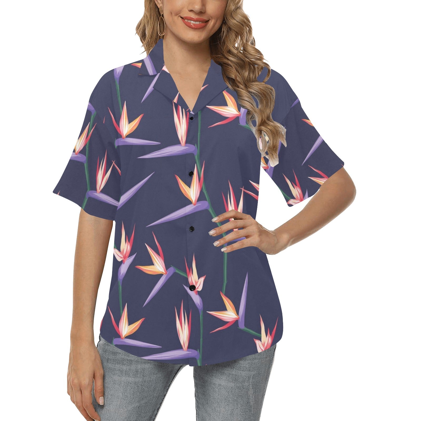 Bird Of Paradise Pattern Print Design BOP015 Women's Hawaiian Shirt