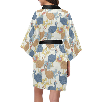 Guinea Fowl Pattern Print Design 01 Women's Short Kimono
