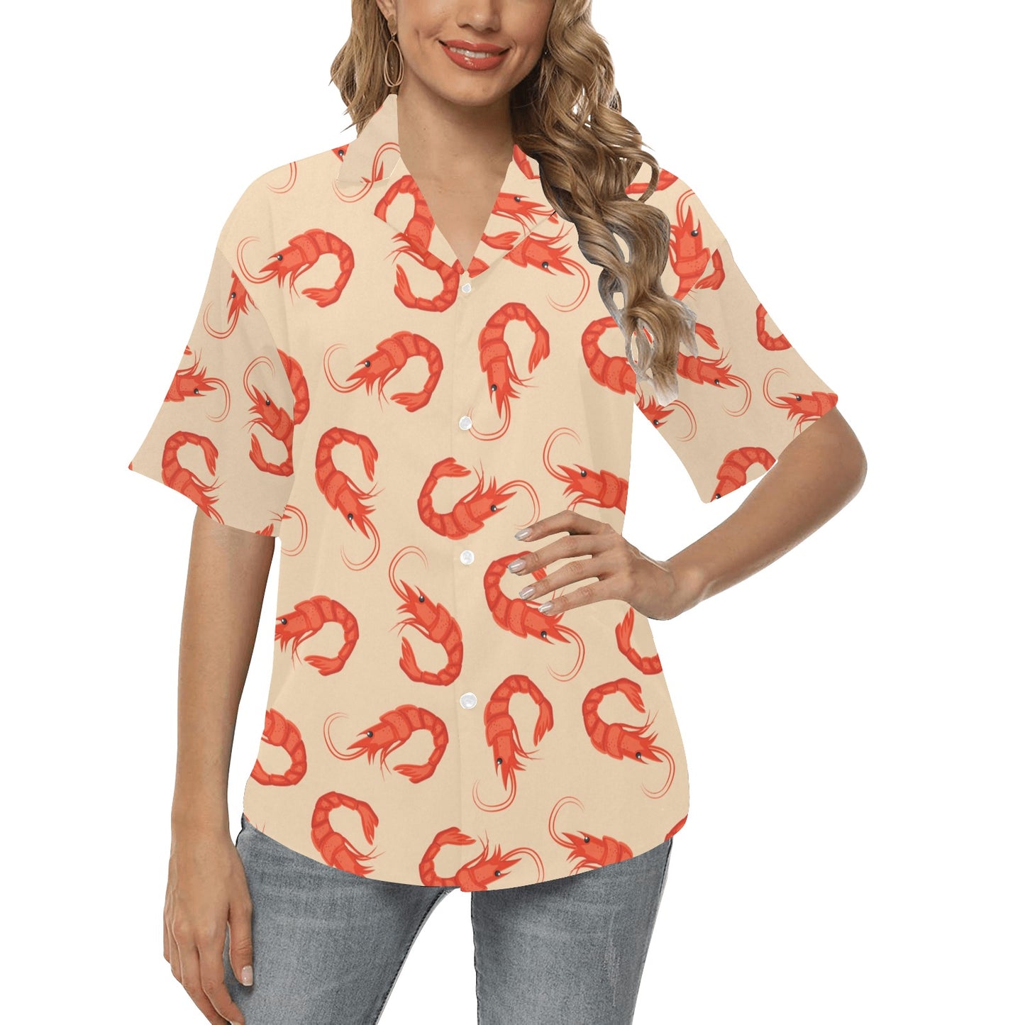 Prawn Pattern Print Design 02 Women's Hawaiian Shirt