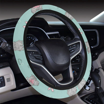 Bunny Pattern Print Design 02 Steering Wheel Cover with Elastic Edge
