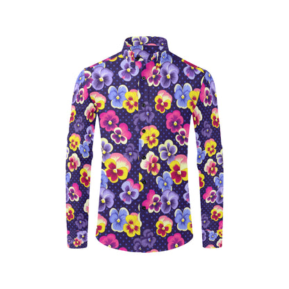 Pansy Pattern Print Design PS04 Men's Long Sleeve Shirt