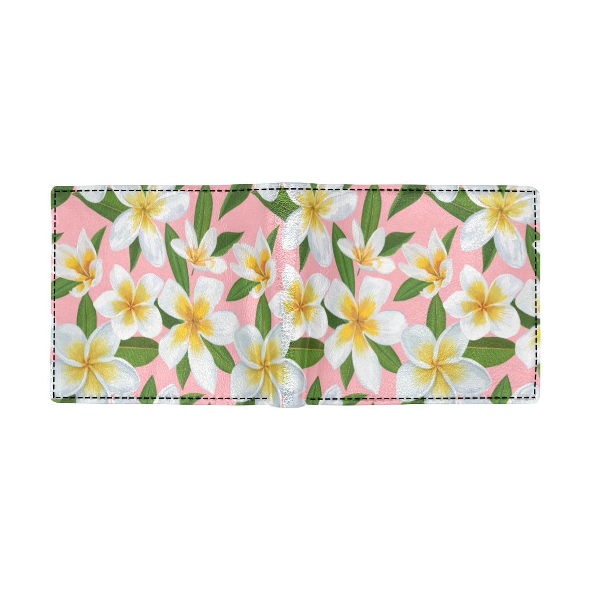 White Plumeria Pattern Print Design PM011 Men's ID Card Wallet