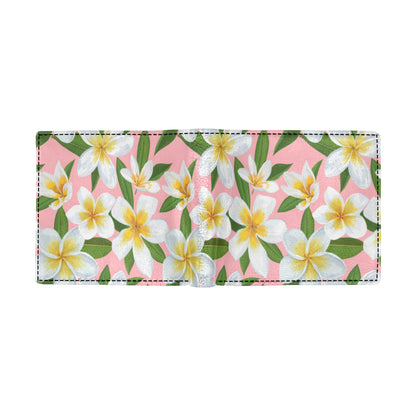 White Plumeria Pattern Print Design PM011 Men's ID Card Wallet