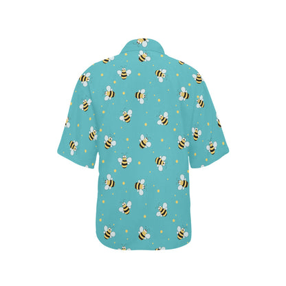 Bee With Dot Print Design LKS309 Women's Hawaiian Shirt
