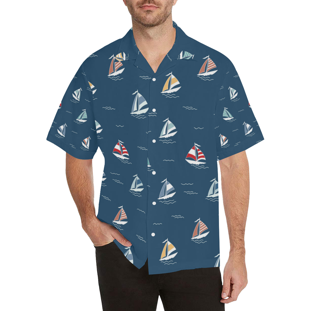 Sailing Ships Pattern Print Design A02 Men's Hawaiian Shirt