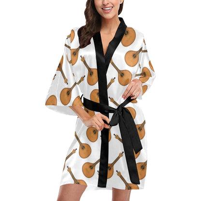 Mandolin Pattern Print Design 01 Women's Short Kimono