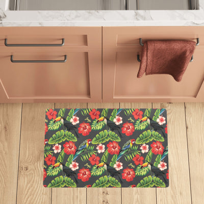 Hibiscus Red With Parrotprint Design LKS303 Kitchen Mat