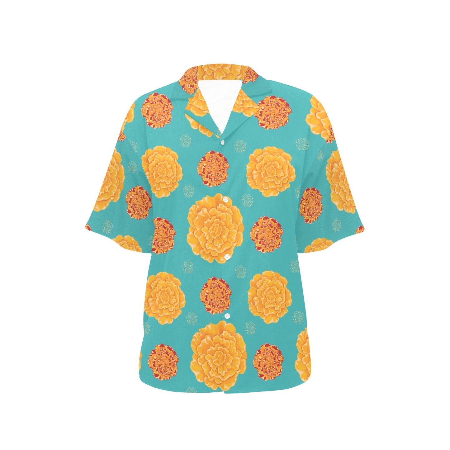Marigold Pattern Print Design 02 Women's Hawaiian Shirt