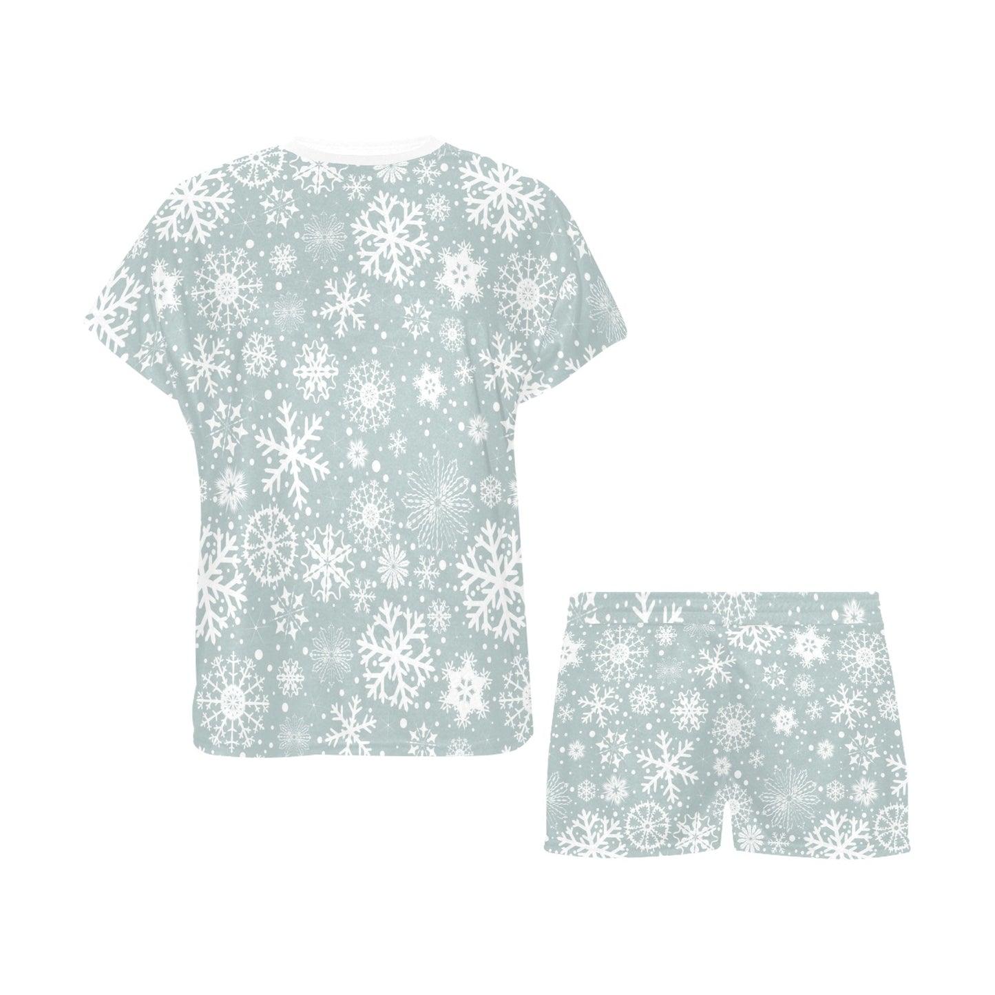 Snowflake Print Design LKS303 Women's Short Pajama Set