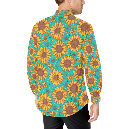 Sunflower Pattern Print Design SF013 Men's Long Sleeve Shirt
