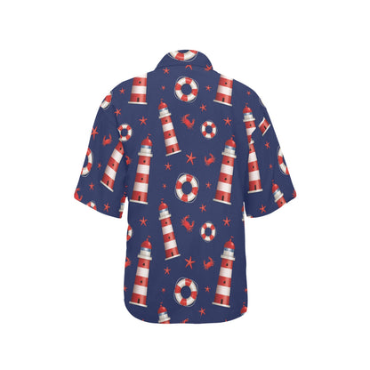 Nautical Pattern Print Design A03 Women's Hawaiian Shirt
