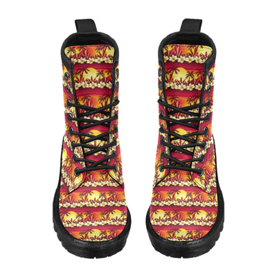 Hawaiian Tropical Sunset Hibiscus Print Women's Boots