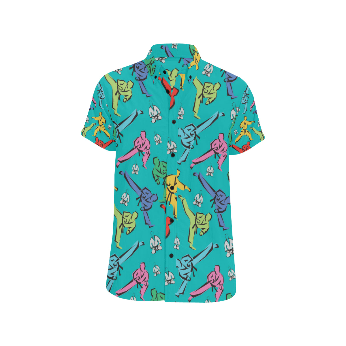 Judo Pattern Print Design 01 Men's Short Sleeve Button Up Shirt