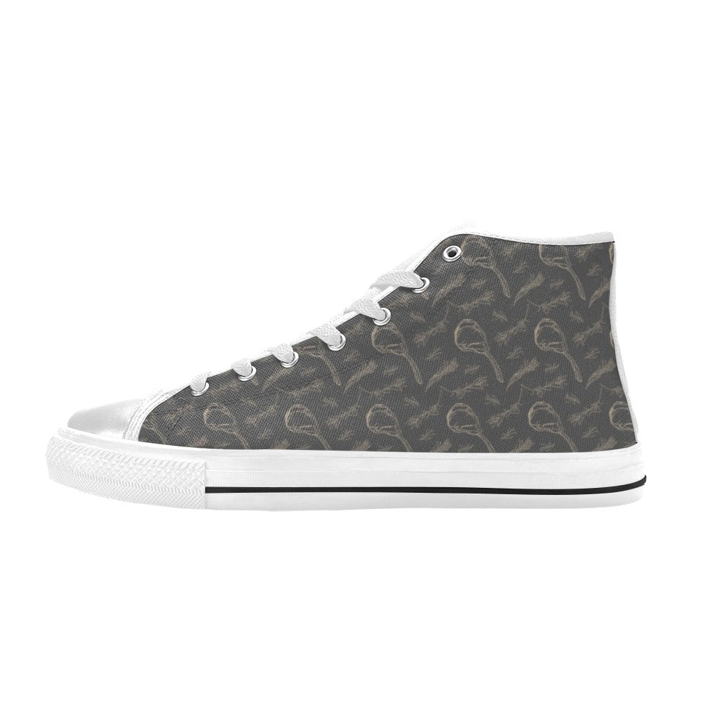 Steak Print Design LKS302 High Top Women's White Shoes