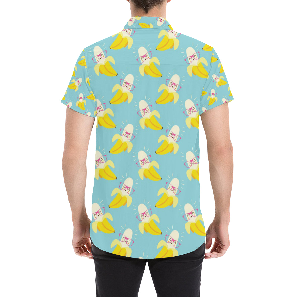 Banana Pattern Print Design BA07 Men's Short Sleeve Button Up Shirt