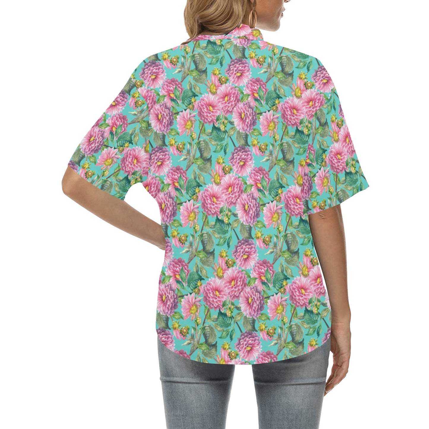 Dahlia Pattern Print Design DH07 Women's Hawaiian Shirt