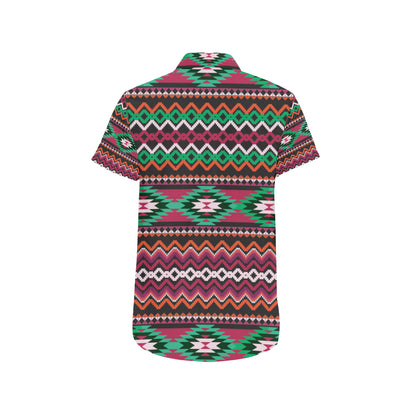 Mexican Pattern Print Design 01 Men's Short Sleeve Button Up Shirt