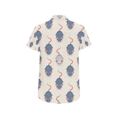 Rat Pattern Print Design 03 Men's Short Sleeve Button Up Shirt