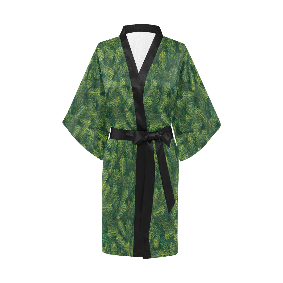 Christmas Tree Pattern Print Design 02 Women's Short Kimono