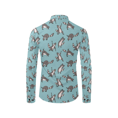 Raccoon Pattern Print Design A07 Men's Long Sleeve Shirt