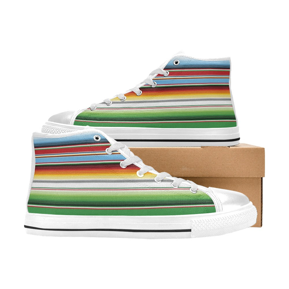 Serape Print Design LKS302 High Top Women's White Shoes