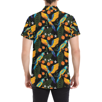 Macaw Pattern Print Design 03 Men's Short Sleeve Button Up Shirt