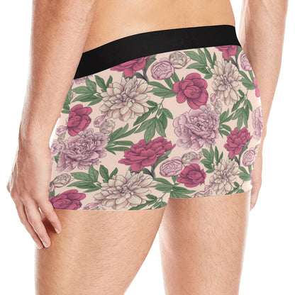 Peony Pattern Print Design A01 Men's Boxer Briefs