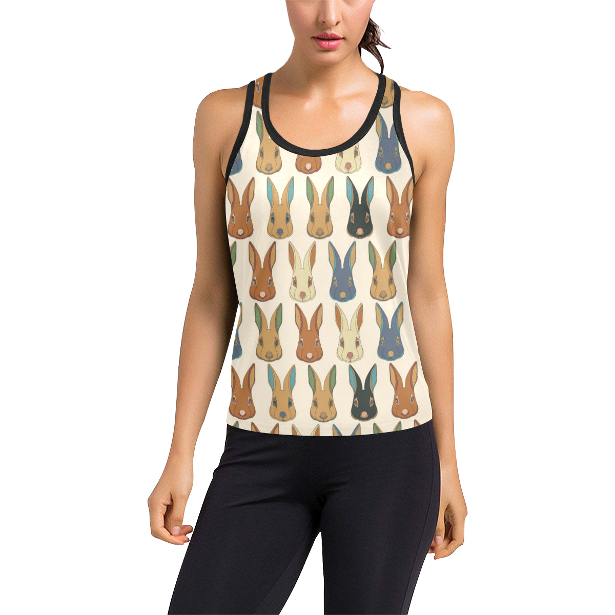 Rabbit Pattern Print Design RB04 Women's Racerback Tank Top