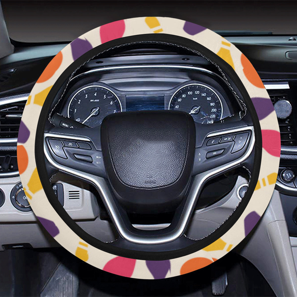 Bowling Pattern Print Design 06 Steering Wheel Cover with Elastic Edge