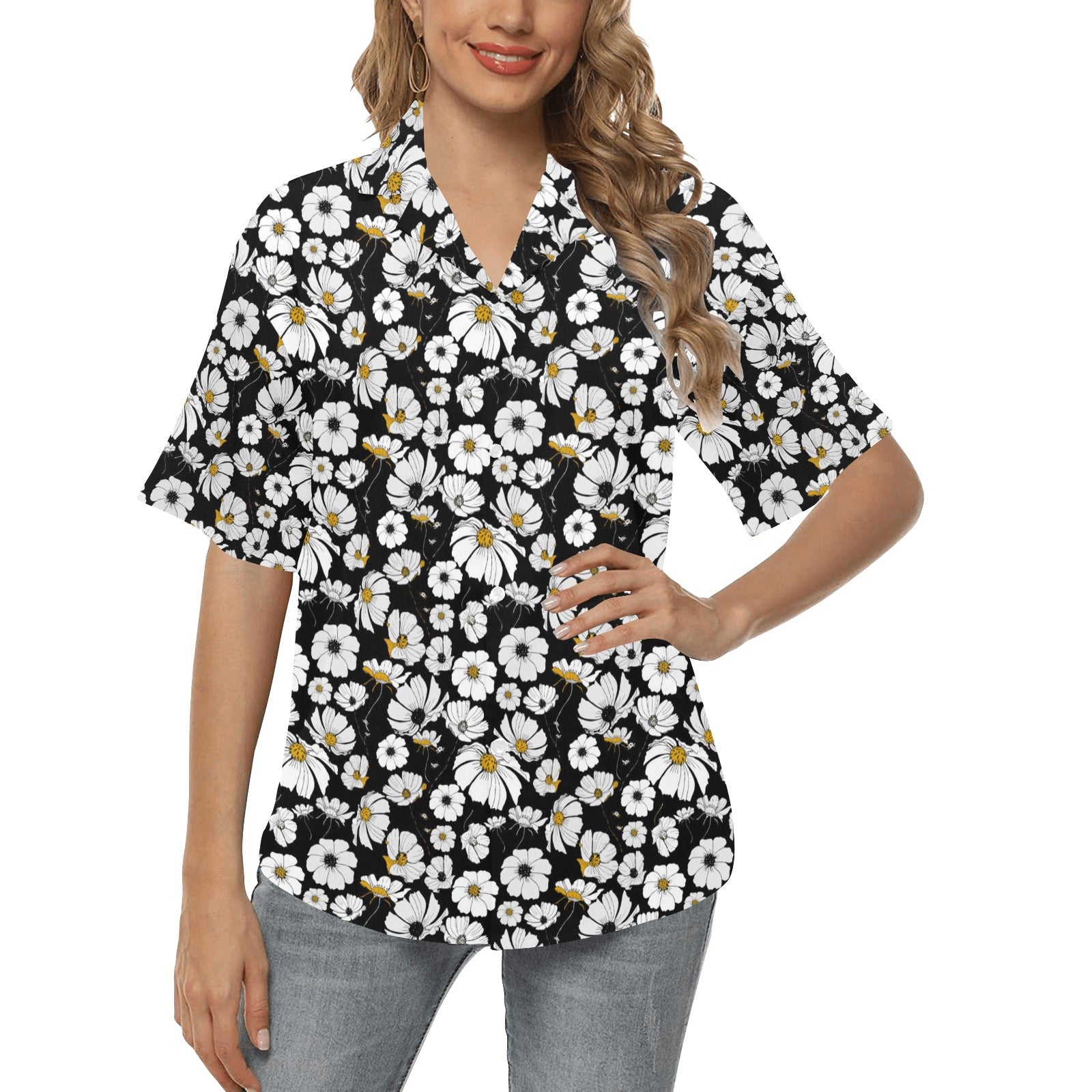 Daisy Pattern Print Design 02 Women's Hawaiian Shirt
