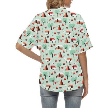 Camper Tent Pattern Print Design 01 Women's Hawaiian Shirt