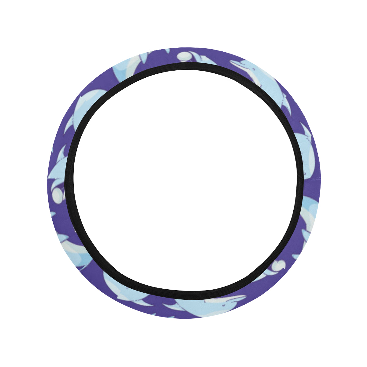 Dolphin Smile Print Pattern Steering Wheel Cover with Elastic Edge