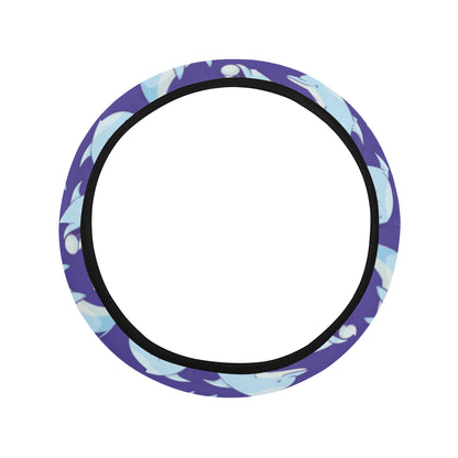 Dolphin Smile Print Pattern Steering Wheel Cover with Elastic Edge
