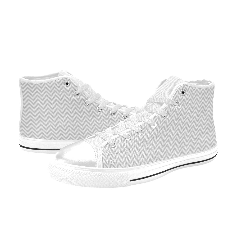 Chevron Print Design LKS401 High Top Women's White Shoes