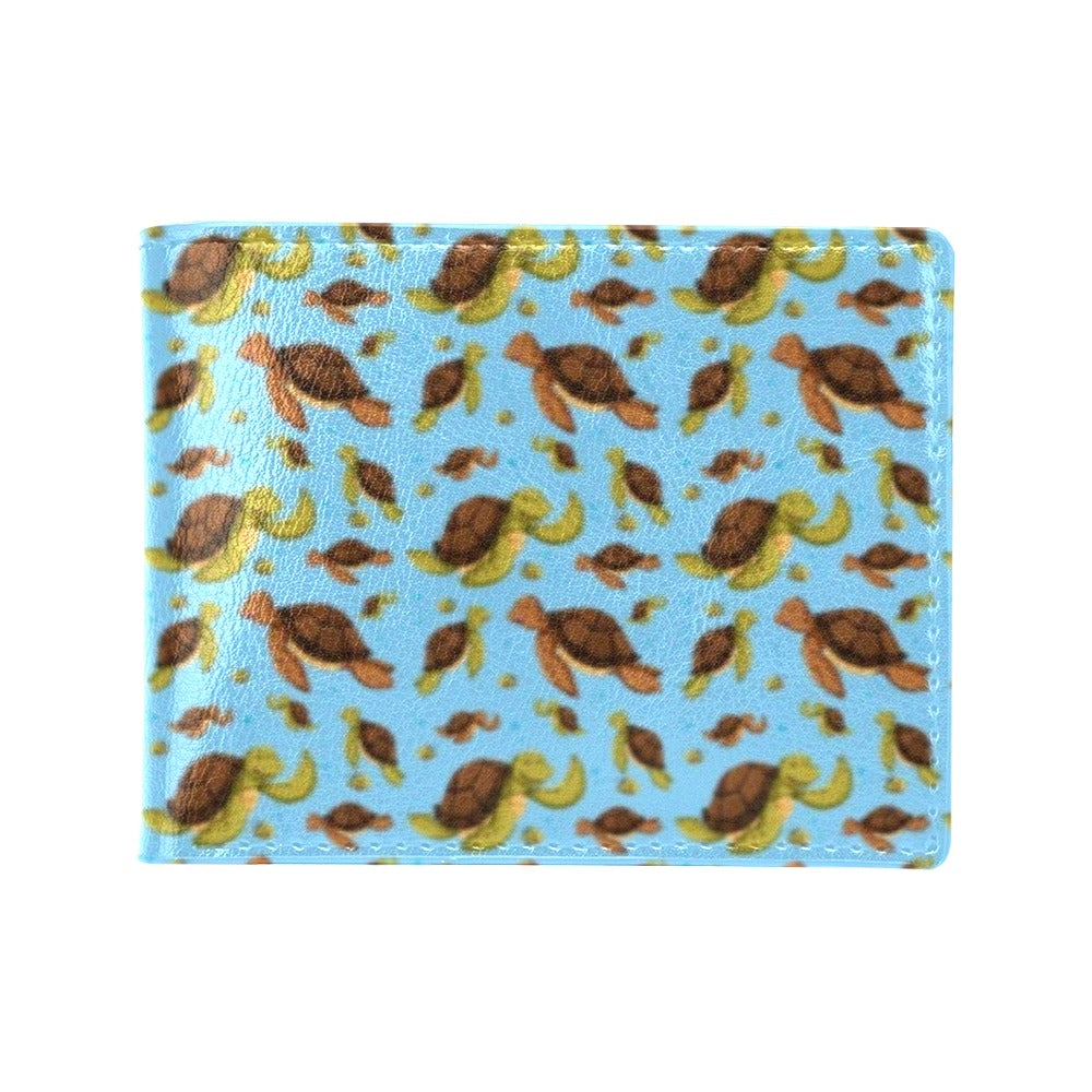 Hello Sea Turtle Print Pattern Men's ID Card Wallet