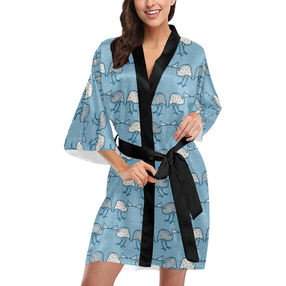 Emu Pattern Print Design 01 Women's Short Kimono