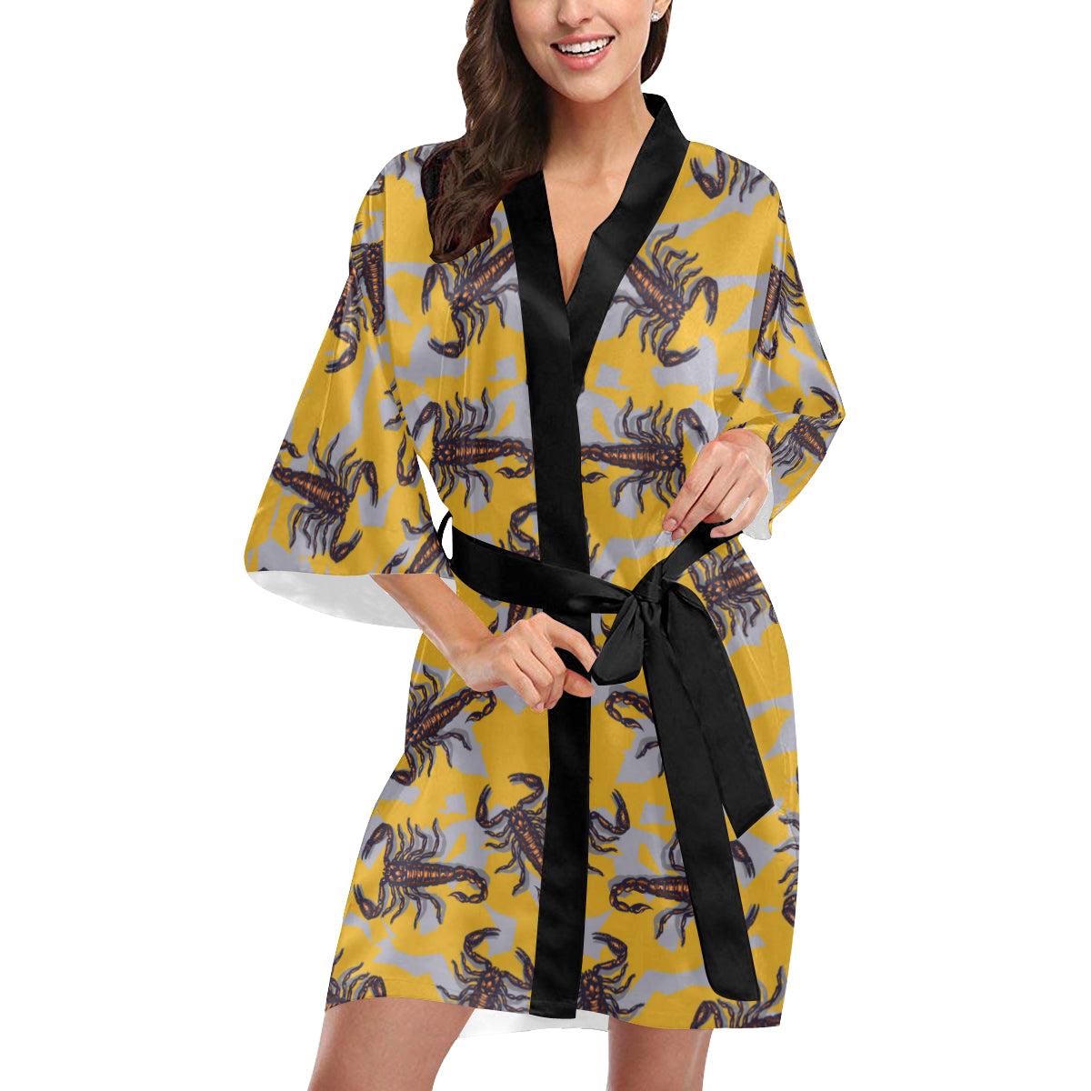 Scorpion Pattern Print Design 01 Women's Short Kimono