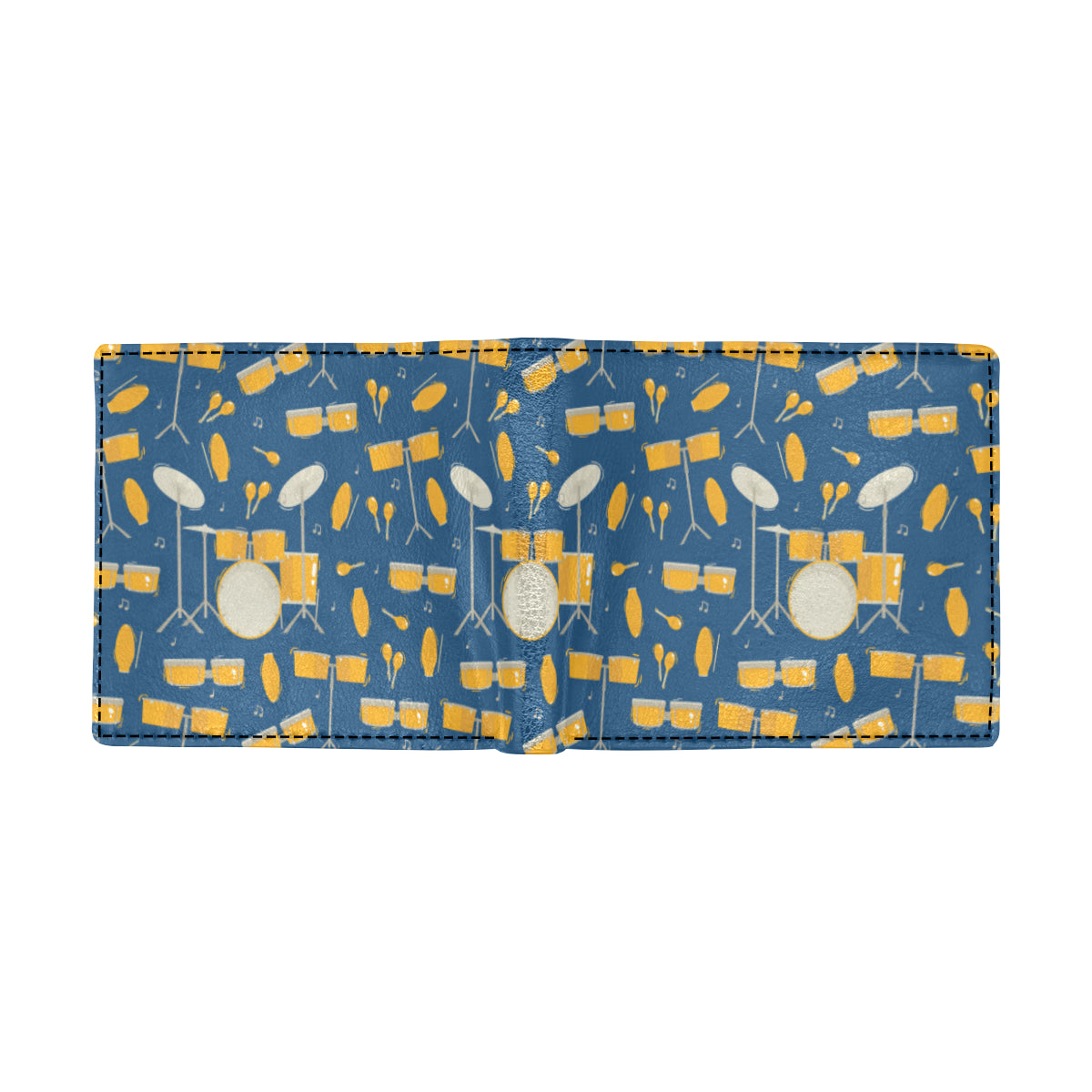 Drum Set Pattern Print Design 03 Men's ID Card Wallet