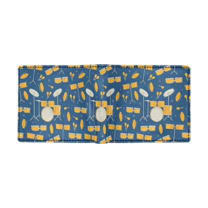 Drum Set Pattern Print Design 03 Men's ID Card Wallet
