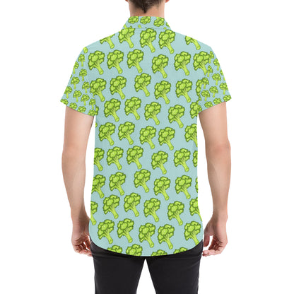 Broccoli Pattern Print Design 02 Men's Short Sleeve Button Up Shirt