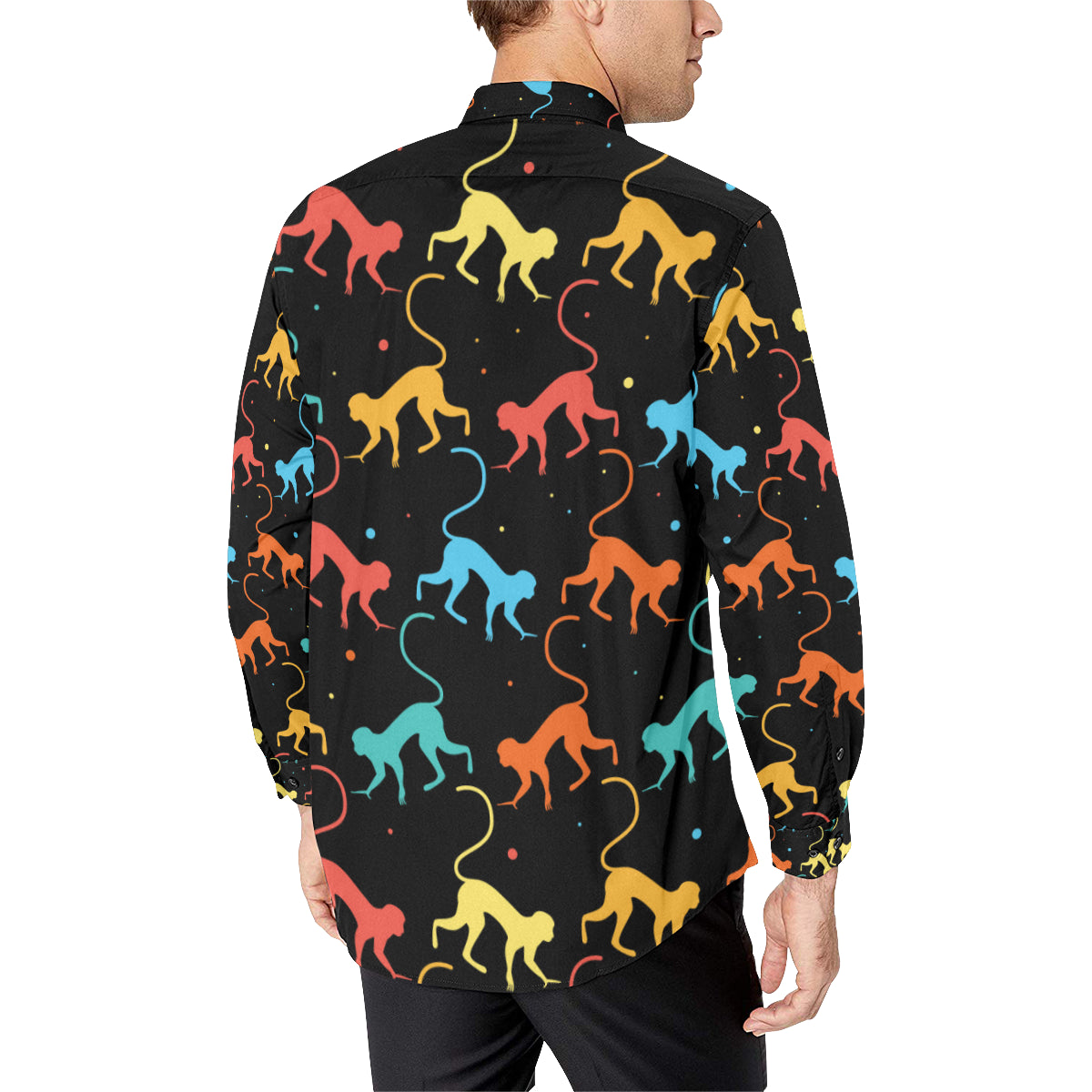 Monkey Pattern Print Design 01 Men's Long Sleeve Shirt