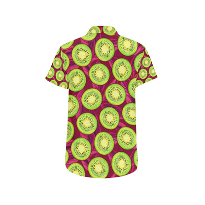 Kiwi Pattern Print Design KW05 Men's Short Sleeve Button Up Shirt
