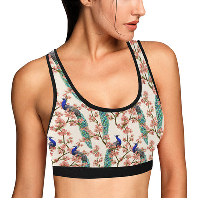 Cherry Blossom Peacock Sports Bra