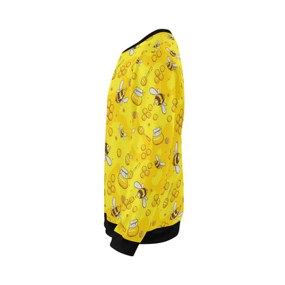 Bee Pattern Print Design BEE01 Men Long Sleeve Sweatshirt