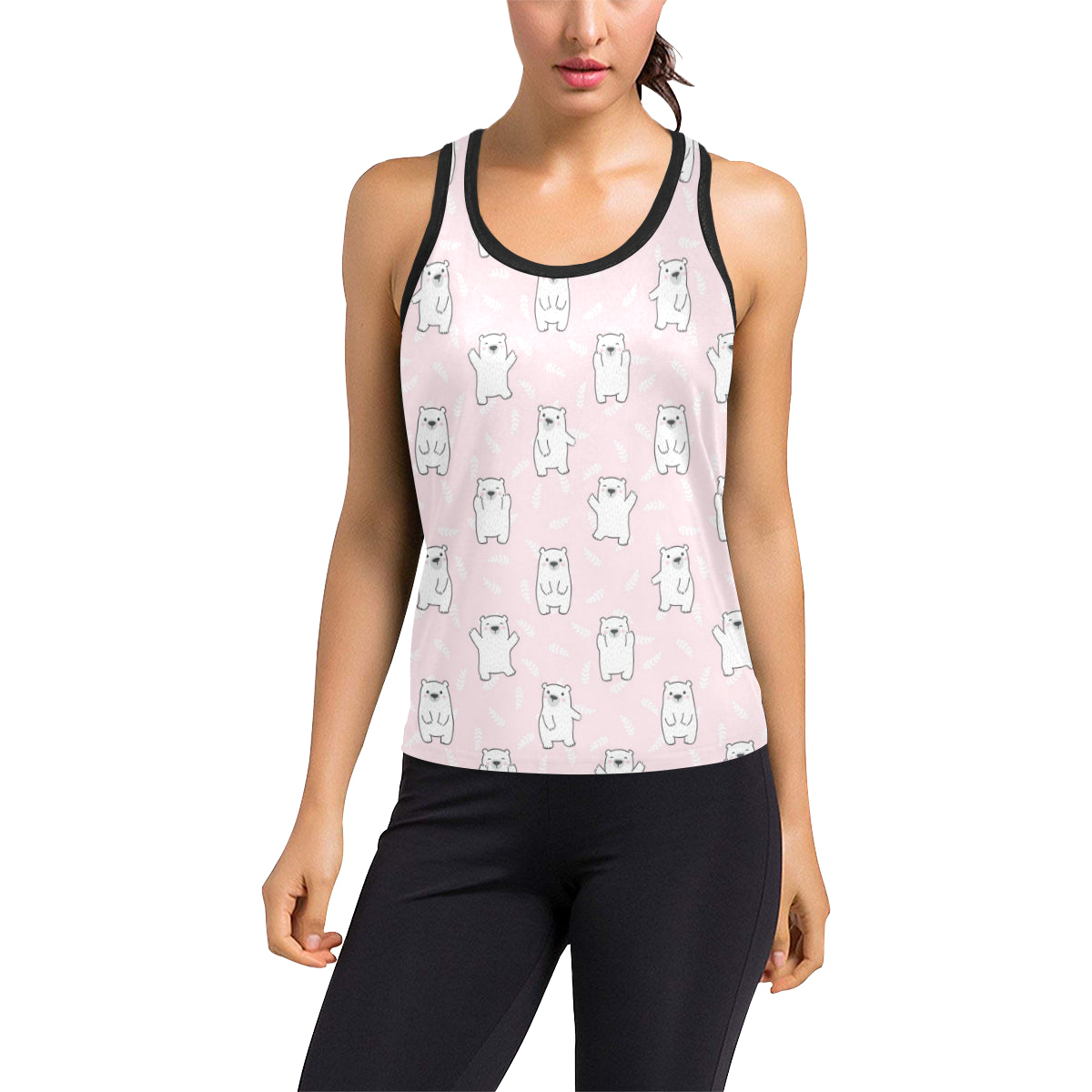 Polar Bear Pattern Print Design PB09 Women's Racerback Tank Top