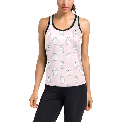Polar Bear Pattern Print Design PB09 Women's Racerback Tank Top