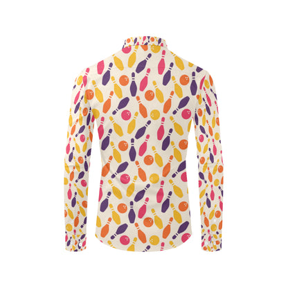 Bowling Pattern Print Design 06 Men's Long Sleeve Shirt