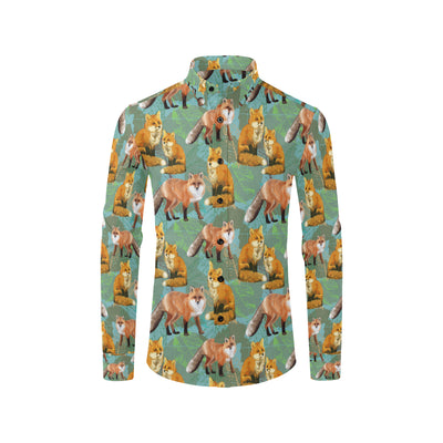 Fox Autumn leaves Themed Men's Long Sleeve Shirt