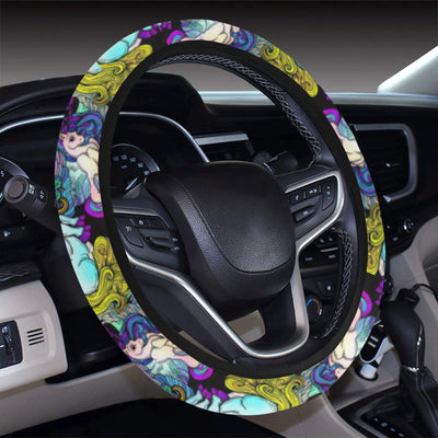 Unicorn With Wings Print Pattern Steering Wheel Cover with Elastic Edge