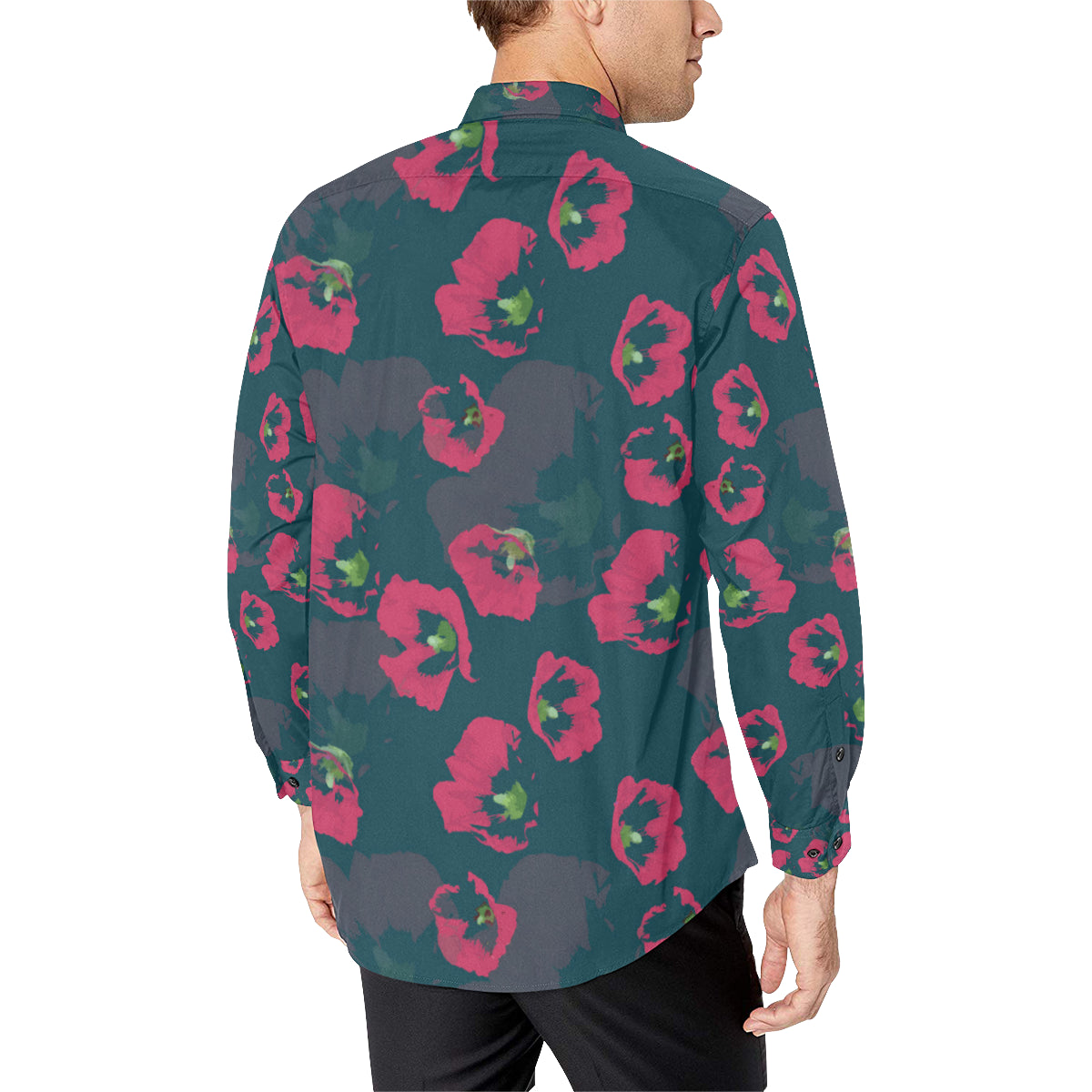 Morning Glory Pattern Print Design 01 Men's Long Sleeve Shirt